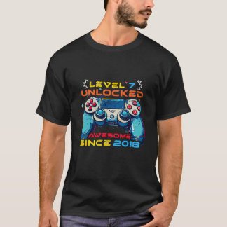 Niveau 7 Débloqué Gamer 7e Anniversaire T-Shirt Ga
