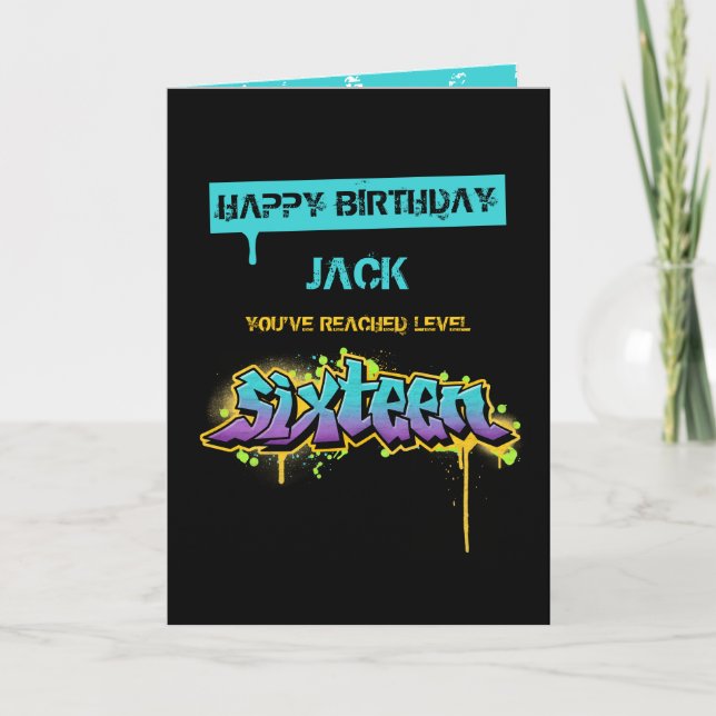 Niveau Seize Carte d'anniversaire (Devant)