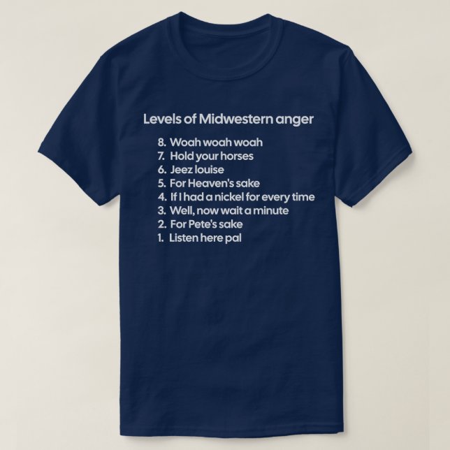Niveaux de la colère du Midwestern TShirt (Design devant)