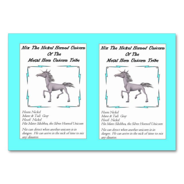 Nix La Carte De Commerce Unicorne À Cornes De Nick (Devant)