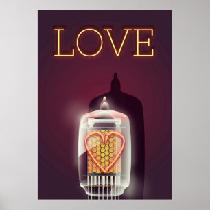 Nixie Tube 'Love' vintage poster
