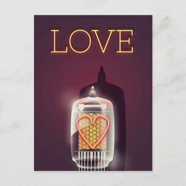 Nixie Tube 'Love' vintage poster Postcard (Front)