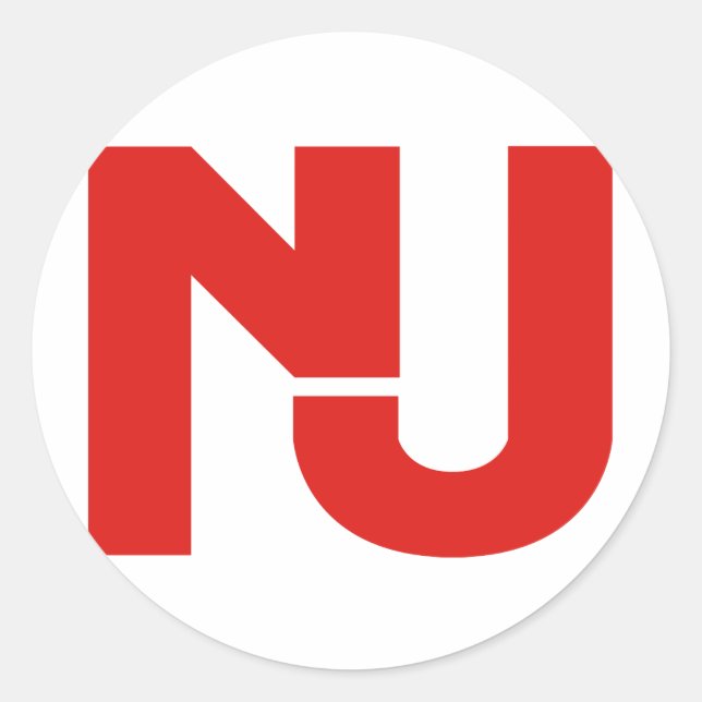 NJ Graphic (Red) Classic Round Sticker (Front)