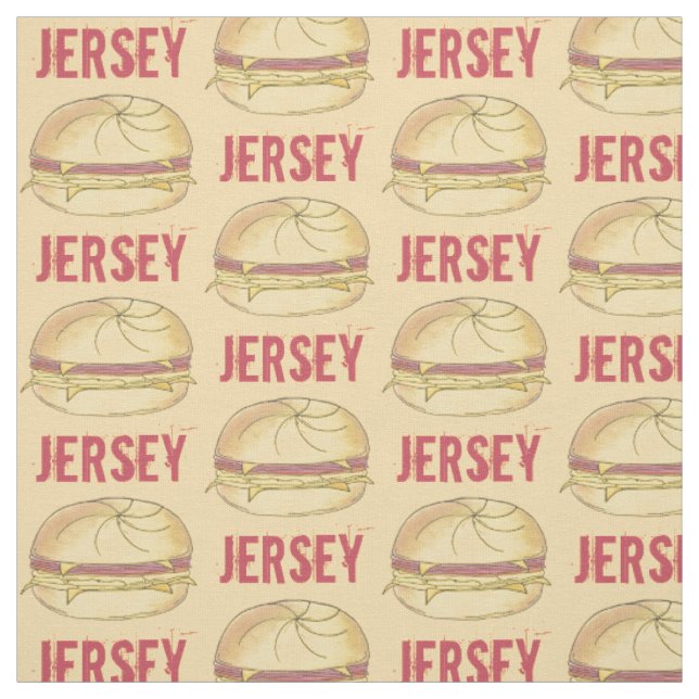 NJ New Jersey Pork Roll Breakfast Egg Sandwich Fabric (Swatch)
