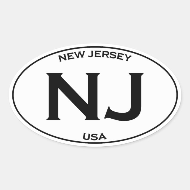 NJ  - New Jersey USA Oval Logo Oval Sticker (Front)