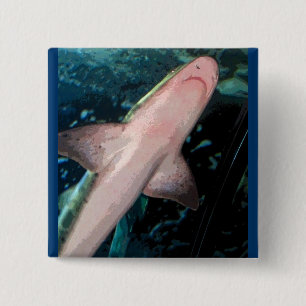 NJ Shark CB 2 Inch Square Button