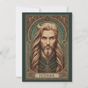 Njordr Norse God Art Flat Thank You Card