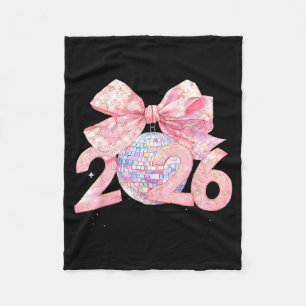 Nk Bow Coquette Disco Ball Happy New Year 2026  Fleece Blanket