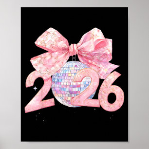Nk Bow Coquette Disco Ball Happy New Year 2026  Poster