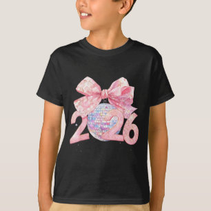 Nk Bow Coquette Disco Ball Happy New Year 2026  T-Shirt