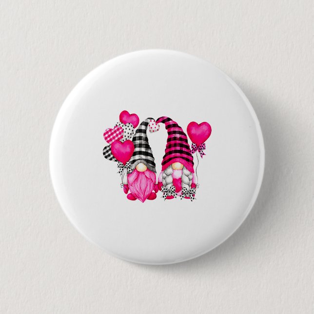Nk Buffalo Plaid And Heart Balloons Valentines D _ 2 Inch Round Button (Front)