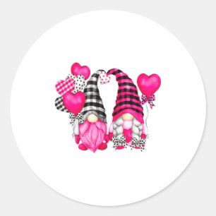 Nk Buffalo Plaid And Heart Balloons Valentines D _ Classic Round Sticker