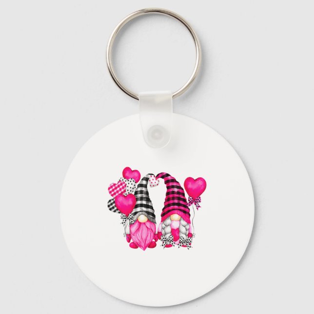 Nk Buffalo Plaid And Heart Balloons Valentines D  Keychain (Front)