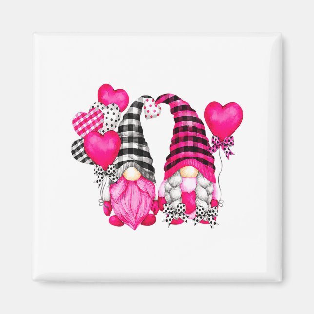 Nk Buffalo Plaid And Heart Balloons Valentines D  Magnet (Front)