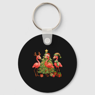 Nk Christmas Flamingos _ Cute Holiday Tree & D Keychain