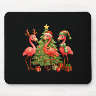 Nk Christmas Flamingos _ Cute Holiday Tree & D Mouse Pad