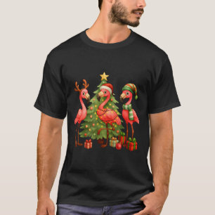 Nk Christmas Flamingos _ Cute Holiday Tree &amp; D T-Shirt