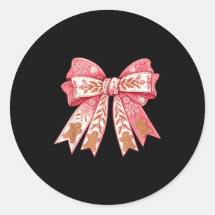 Nk Coquette Bow Christmas Gingerbread Man Girly Xm Classic Round Sticker