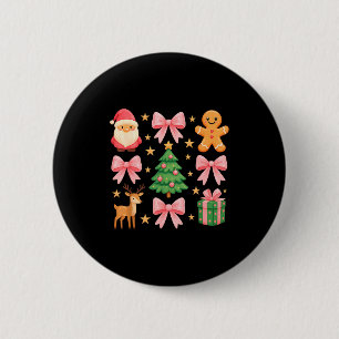 Nk Coquette Bow Christmas Tree Santa Gingerbread X 2 Inch Round Button