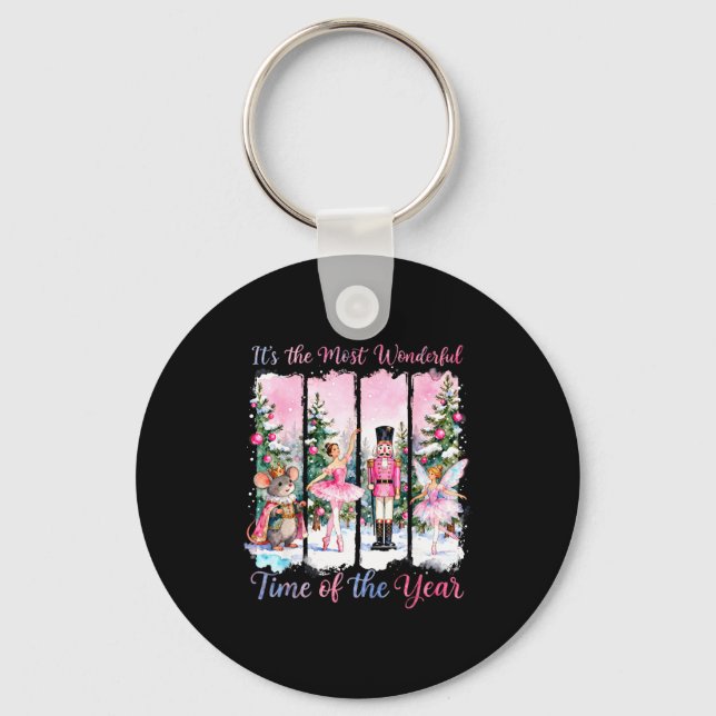 Nk Coquette Bow Nutcracker Friends Snow Globe Chri Keychain (Front)