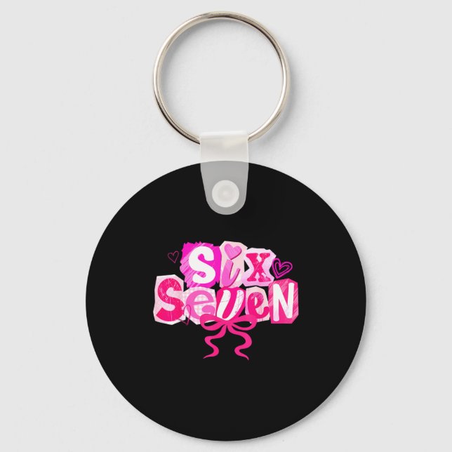 Nk Coquette Valentine Six Seven Bow 6 7 Meme Women Keychain (Front)