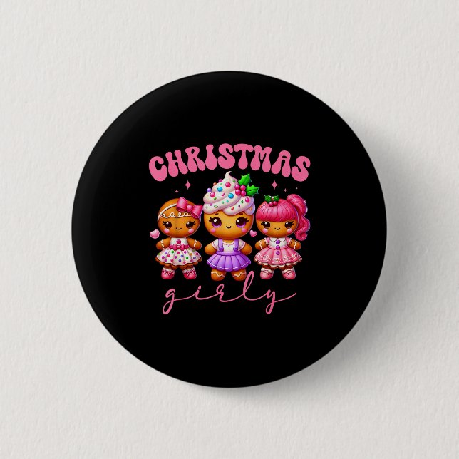 Nk Cute Gingerbread Christmas Girly Pajama Outfits 2 Inch Round Button (Front)