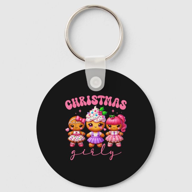 Nk Cute Gingerbread Christmas Girly Pajama Outfits Keychain (Front)