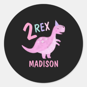Nk Dinosaur Two Rex 2nd Birthday Party Baby  Classic Round Sticker