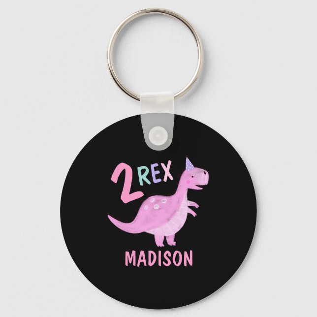 Nk Dinosaur Two Rex 2nd Birthday Party Baby  Keychain (Front)