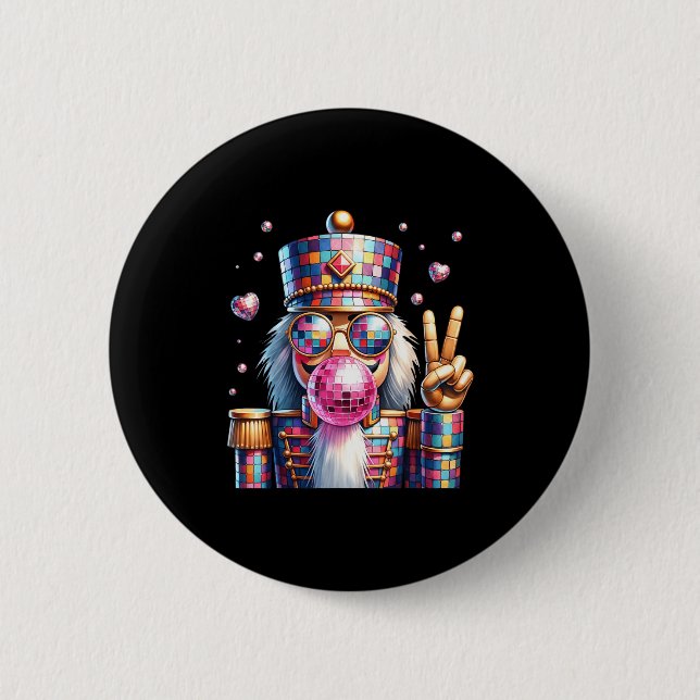 Nk Disco Nutcracker Bubblegum Christmas For Men Wo 2 Inch Round Button (Front)