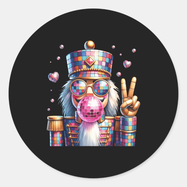 Nk Disco Nutcracker Bubblegum Christmas For Men Wo Classic Round Sticker (Front)