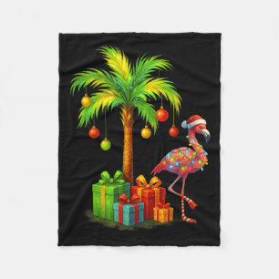 Nk Flamingo Christmas Palm Tree Trocal Xmas  Fleece Blanket