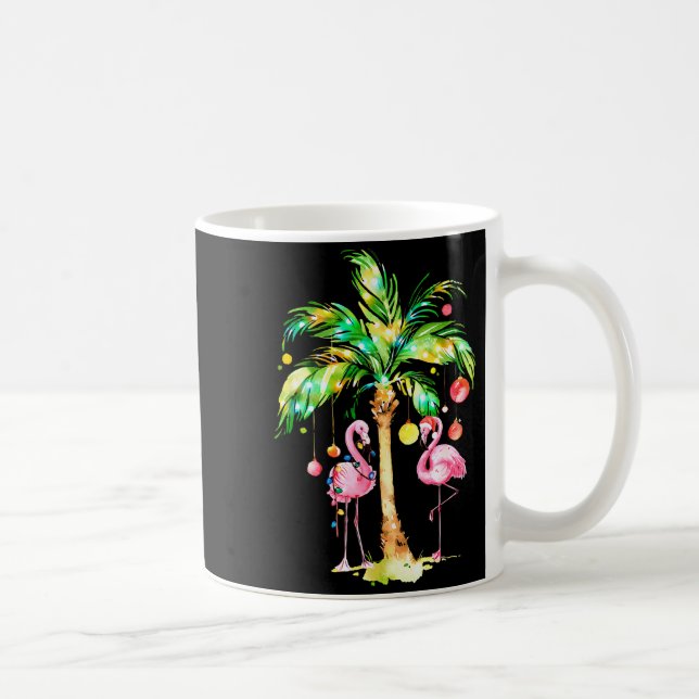 Nk Flamingo Christmas Palm Tree Trocal Xmas Holida Coffee Mug (Right)