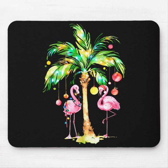 Nk Flamingo Christmas Palm Tree Trocal Xmas Holida Mouse Pad (Front)