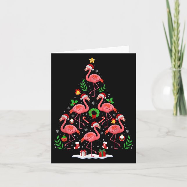 Nk Flamingo Christmas Tree Lights Santa Hat Xmas P Card (Front)