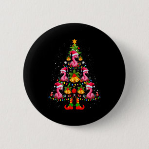 Nk Flamingo Christmas Tree Santa Hat Xmas 2 Inch Round Button