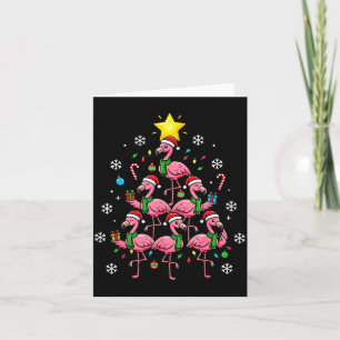 Nk Flamingo Christmas Tree With Santa Hats & H Card