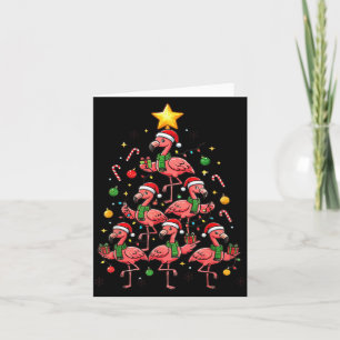 Nk Flamingo Christmas Tree With Santa Hats & H Card