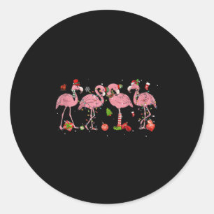 Nk Flamingo Hat Santa Merry Christmas Lights Women Classic Round Sticker