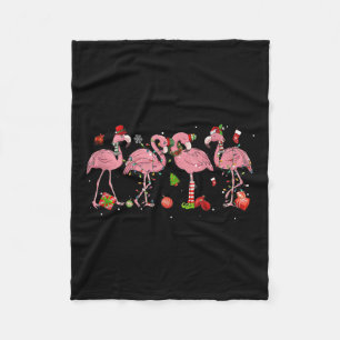 Nk Flamingo Hat Santa Merry Christmas Lights Women Fleece Blanket
