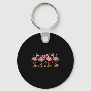 Nk Flamingo Hat Santa Merry Christmas Lights Women Keychain