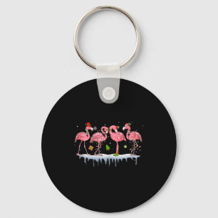 Nk Flamingo Hat Santa Merry Christmas Lights Women Keychain