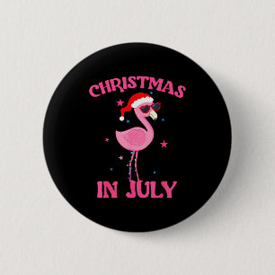 Nk Flamingo In Santa Hat Christmas In July Girl 2 Inch Round Button