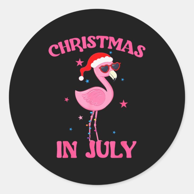 Nk Flamingo In Santa Hat Christmas In July Girl  Classic Round Sticker (Front)