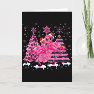 Nk Flamingo Santa Hat Leopard Christmas Tree Xmas  Card