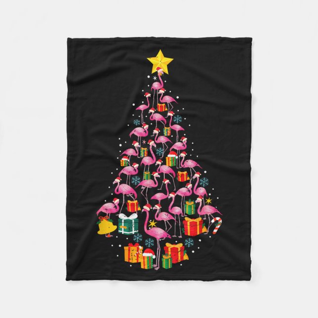 Nk Flamingo Santa Merry Christmas Tree Lights Wome Fleece Blanket (Front)