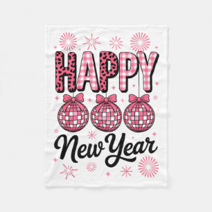 Nk Happy New Year Disco Ball Leopard For Women Gir Fleece Blanket