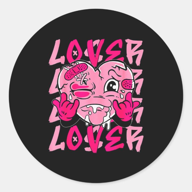 Nk Loser Lover Nk Drip Heart Matching Tee For Men  Classic Round Sticker (Front)
