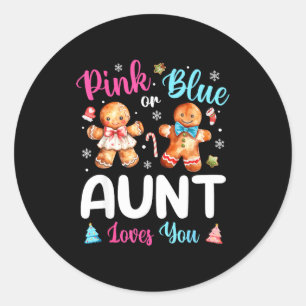 Nk Or Blue Aunt Loves You Gender Reveal Christmas Classic Round Sticker