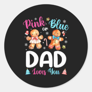 Nk Or Blue Dad Loves You Gender Reveal Christmas  Classic Round Sticker
